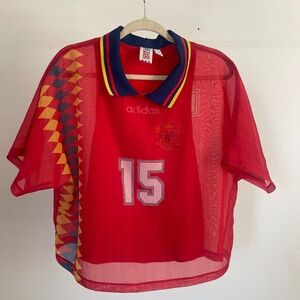 Adidas la roja sheer collard jersey